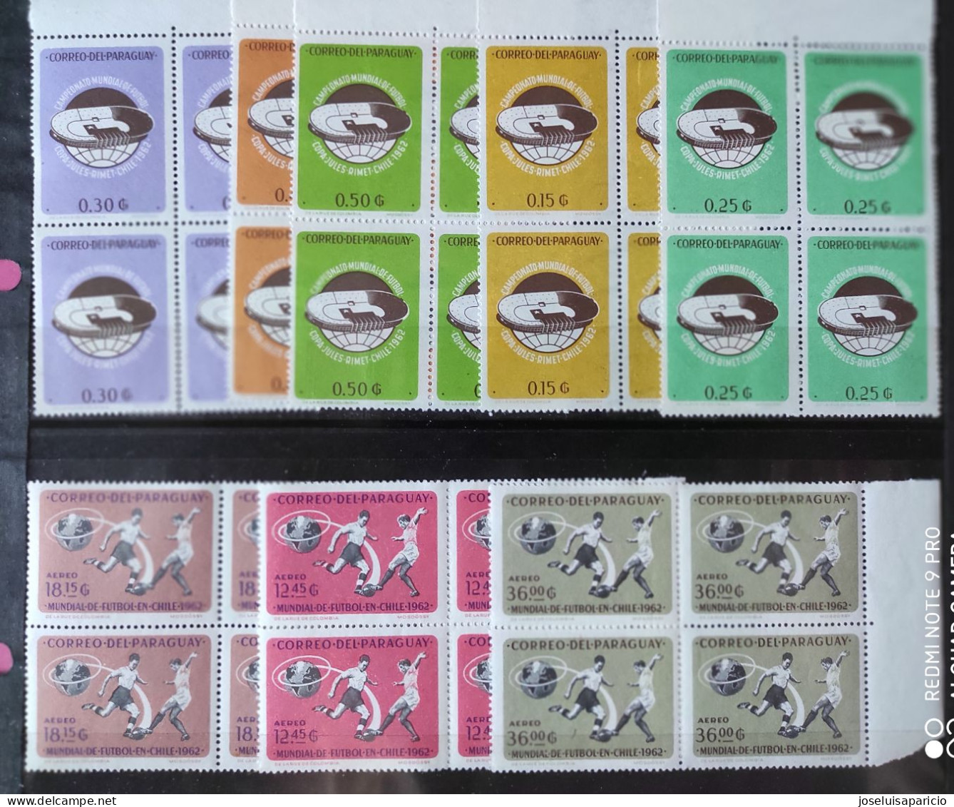 PARAGUAY- COPA DEL MUNDO FUTBOLL CHILE 1962- YVERT, 679/683 Y 330/332  MNH** Bloque De 4x8 Valores - 1962 – Chile