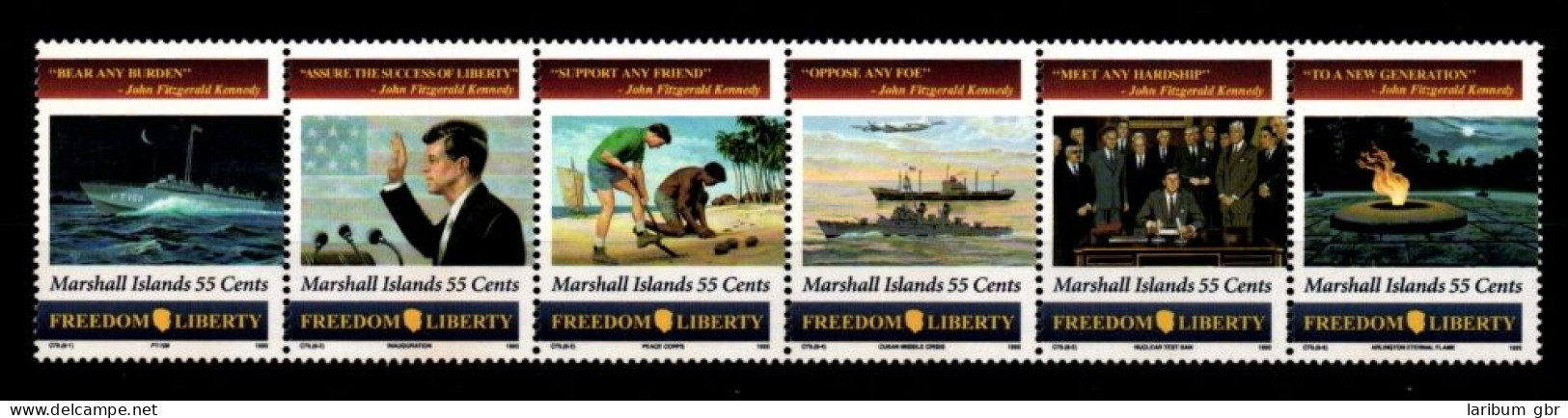 Marshall Inseln 587-592 Postfrisch Sechserstreifen Geschichte #GJ546 - Marshall
