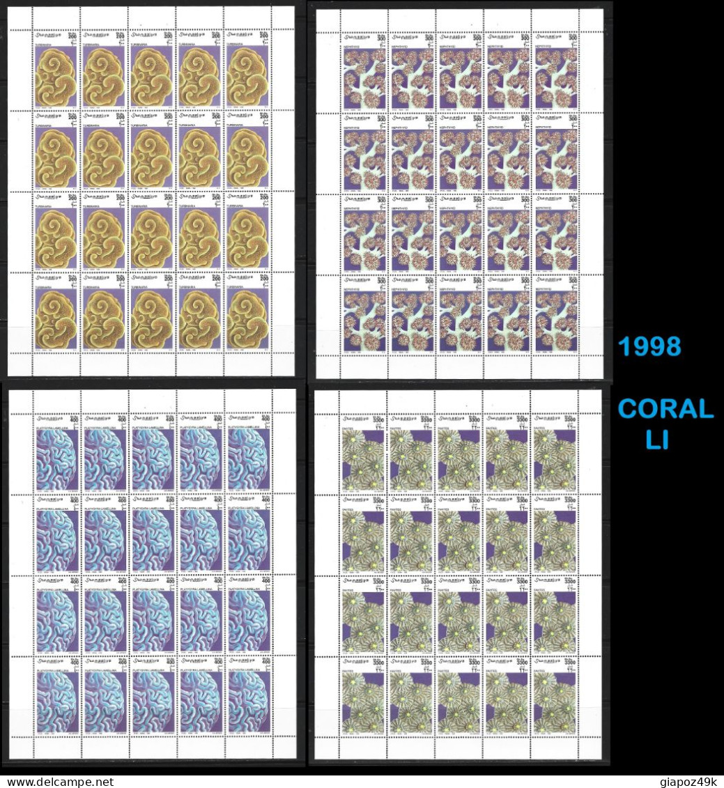 ● SOMALIA 1998 ֍ CORALLI ֍ N. 662 / 665 ** ● 4 Fogli Di 20 Esemplari ● Cat. 200 € ● SOLO Al 5% Del Valore ● XX ● - Somalia (1960-...)