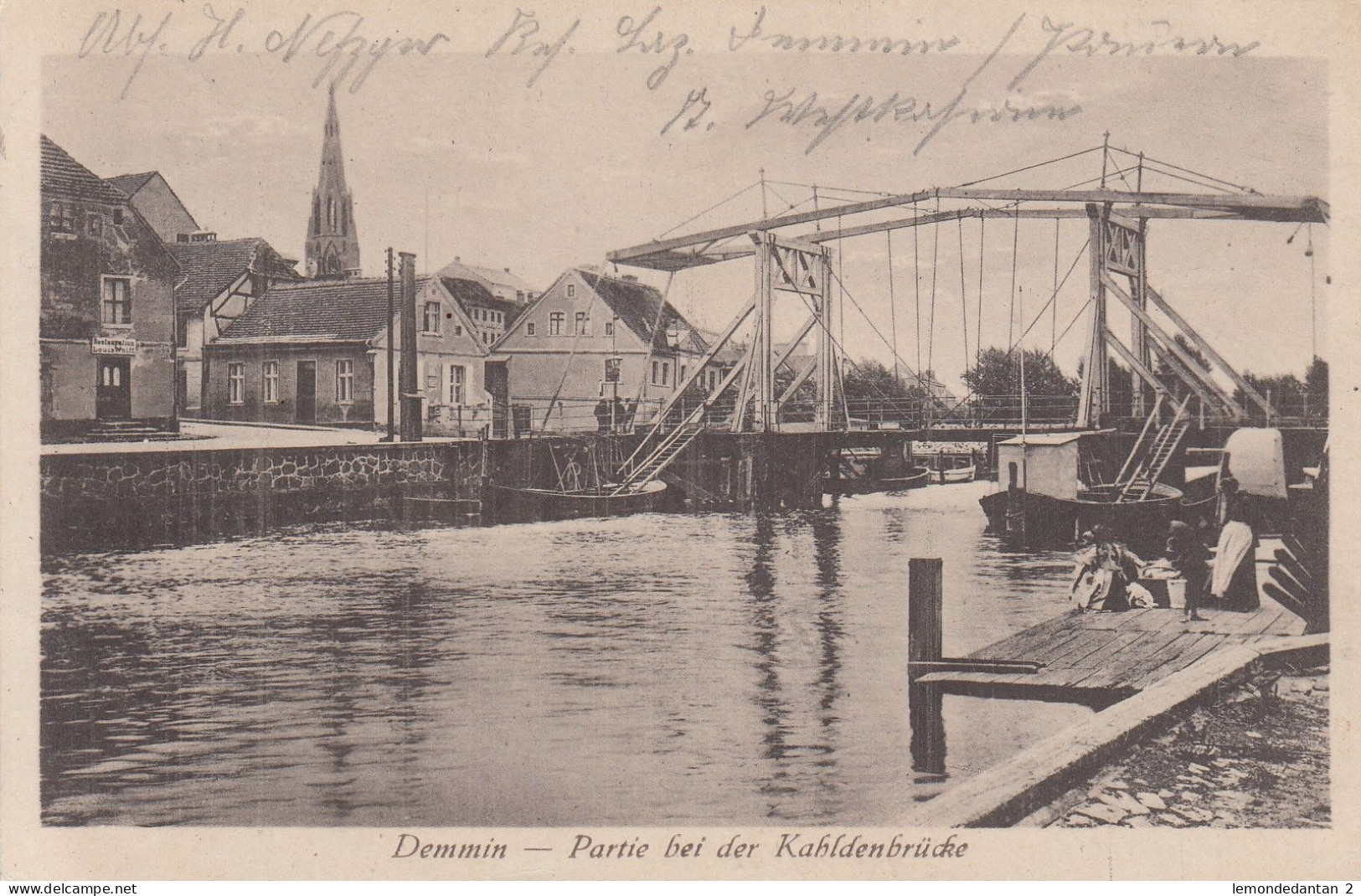 Demmin - Partie Bei Der Kahldenbrücke - Feldpostkarte 1918 (2 Scans) - Demmin