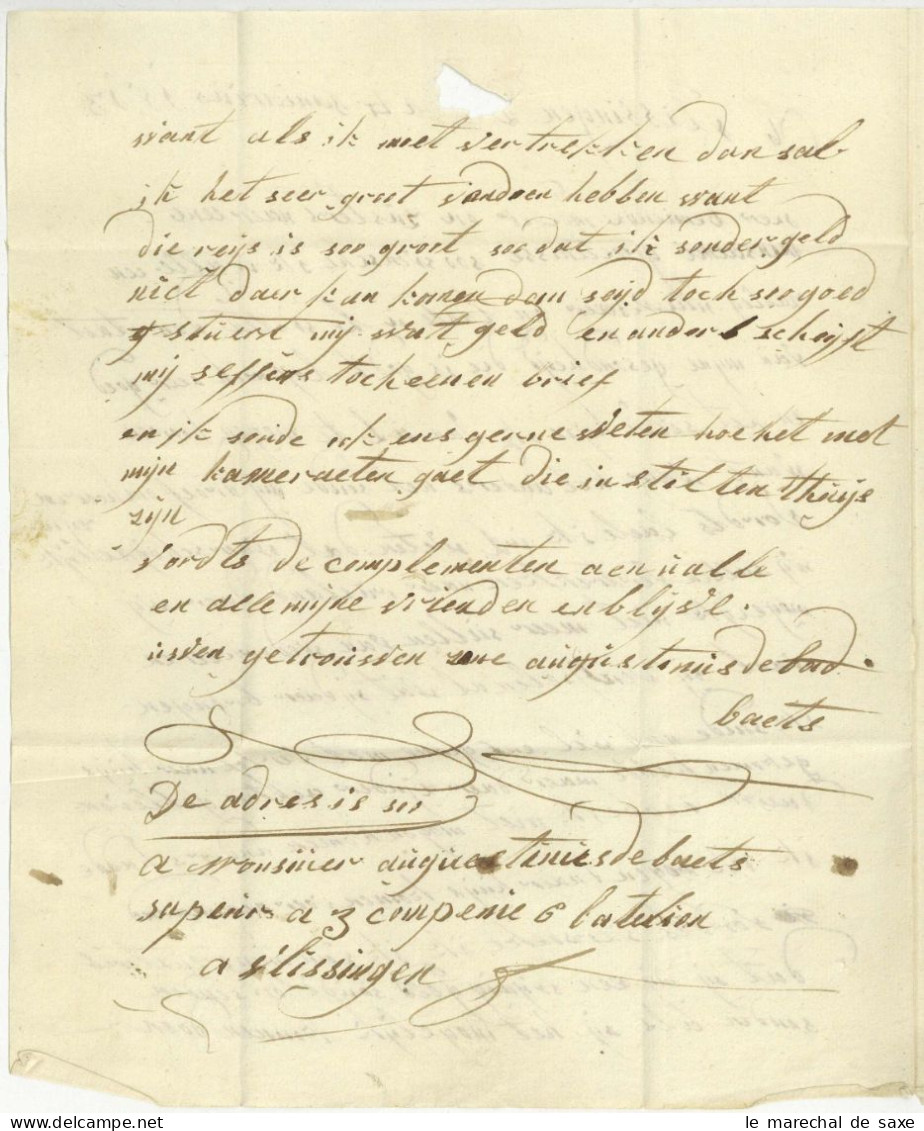 92 FLESSINGUE Vlissingen 1813 Lettre De Soldat Flamand Pour Beernem Belgique 6 Bataillon De Sapeurs - 1792-1815: Conquered Departments