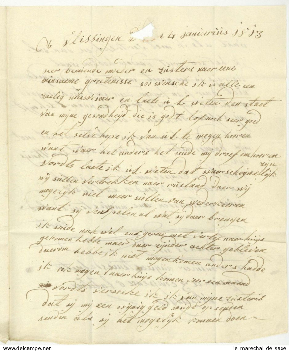 92 FLESSINGUE Vlissingen 1813 Lettre De Soldat Flamand Pour Beernem Belgique 6 Bataillon De Sapeurs - 1792-1815: Conquered Departments