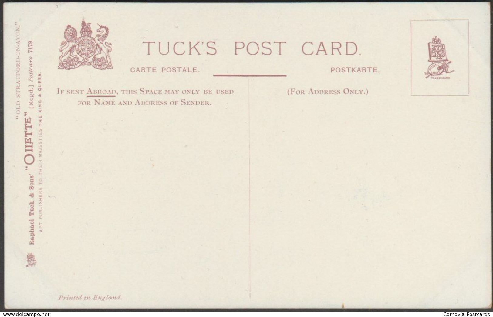 New Place Museum, Stratford-on-Avon, Warwickshire, C.1910 - Tuck's Oilette Postcard - Stratford Upon Avon