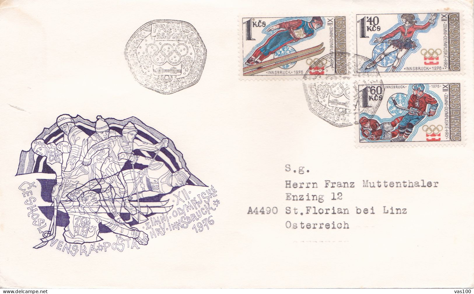 SPORTS  COVERS FDC  CIRCULATED 1976 Tchécoslovaquie - Storia Postale