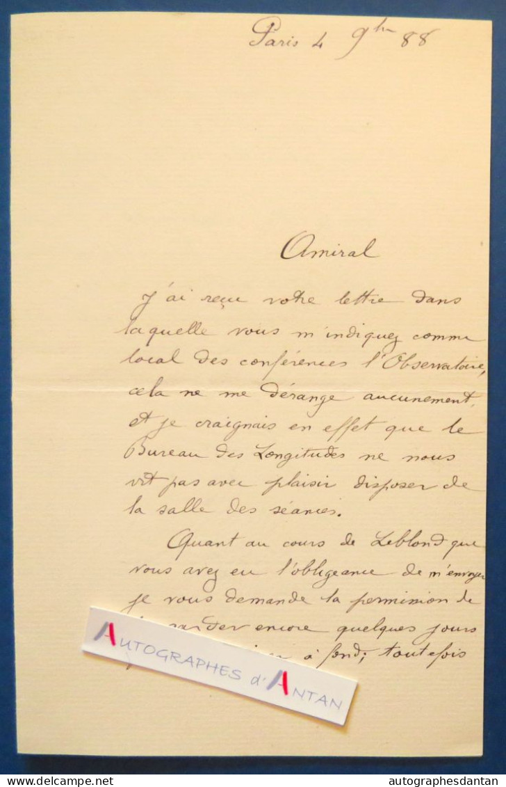 ● L.A.S 1888 Signée BOITEL (à Identifier) à L'Amiral Mouchez - Bureau Des Longitudes - Machines électriques - Lettre - Inventors & Scientists