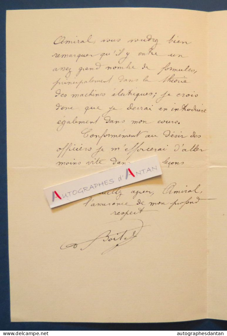 ● L.A.S 1888 Signée BOITEL (à Identifier) à L'Amiral Mouchez - Bureau Des Longitudes - Machines électriques - Lettre - Inventeurs & Scientifiques