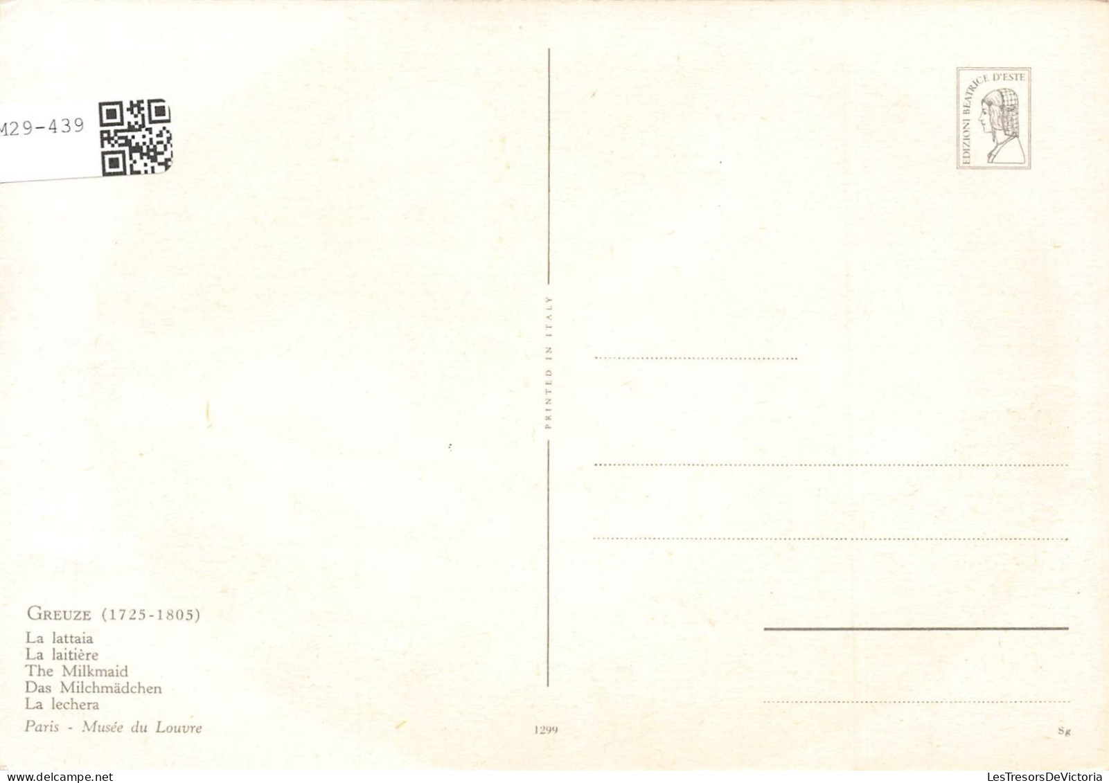 ARTS - Tableau - Greuze (1725-1805) - La Laitière - Carte Postale - Malerei & Gemälde