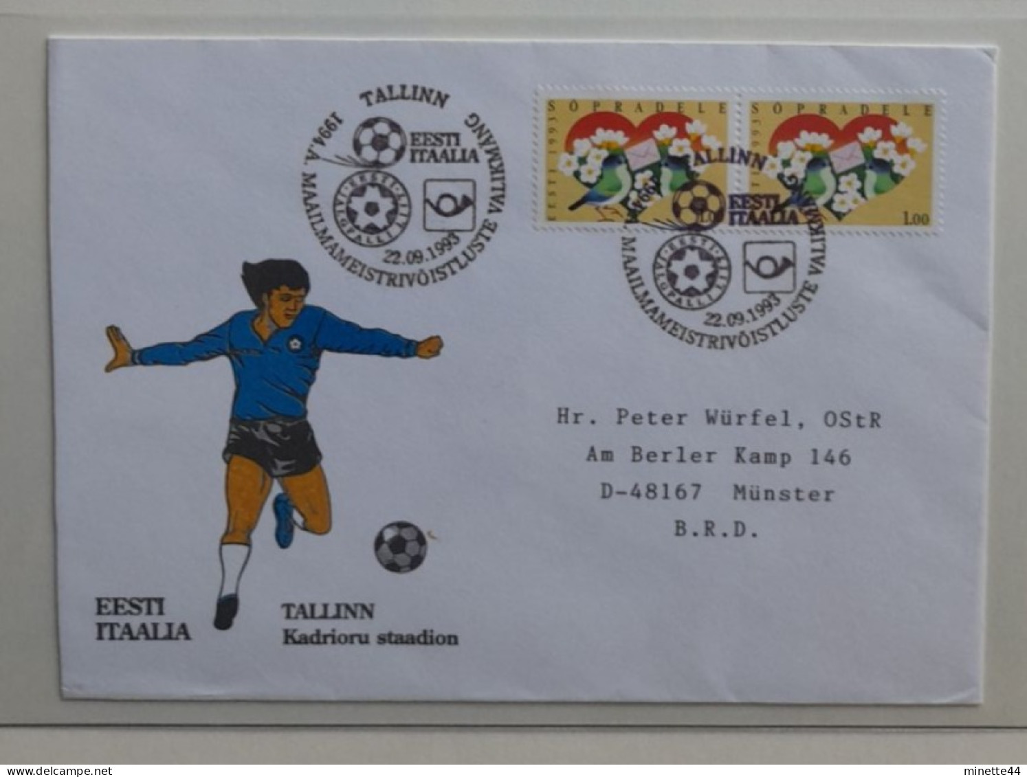 ESTONIE ESTONIA EESTI  1993 FDC GAME ITALIA  QUALIFICATION CUP 1994 FOOTBALL  FUSSBALL SOCCER CALCIO FUTBOL FOOT VOETBAL - 1994 – USA