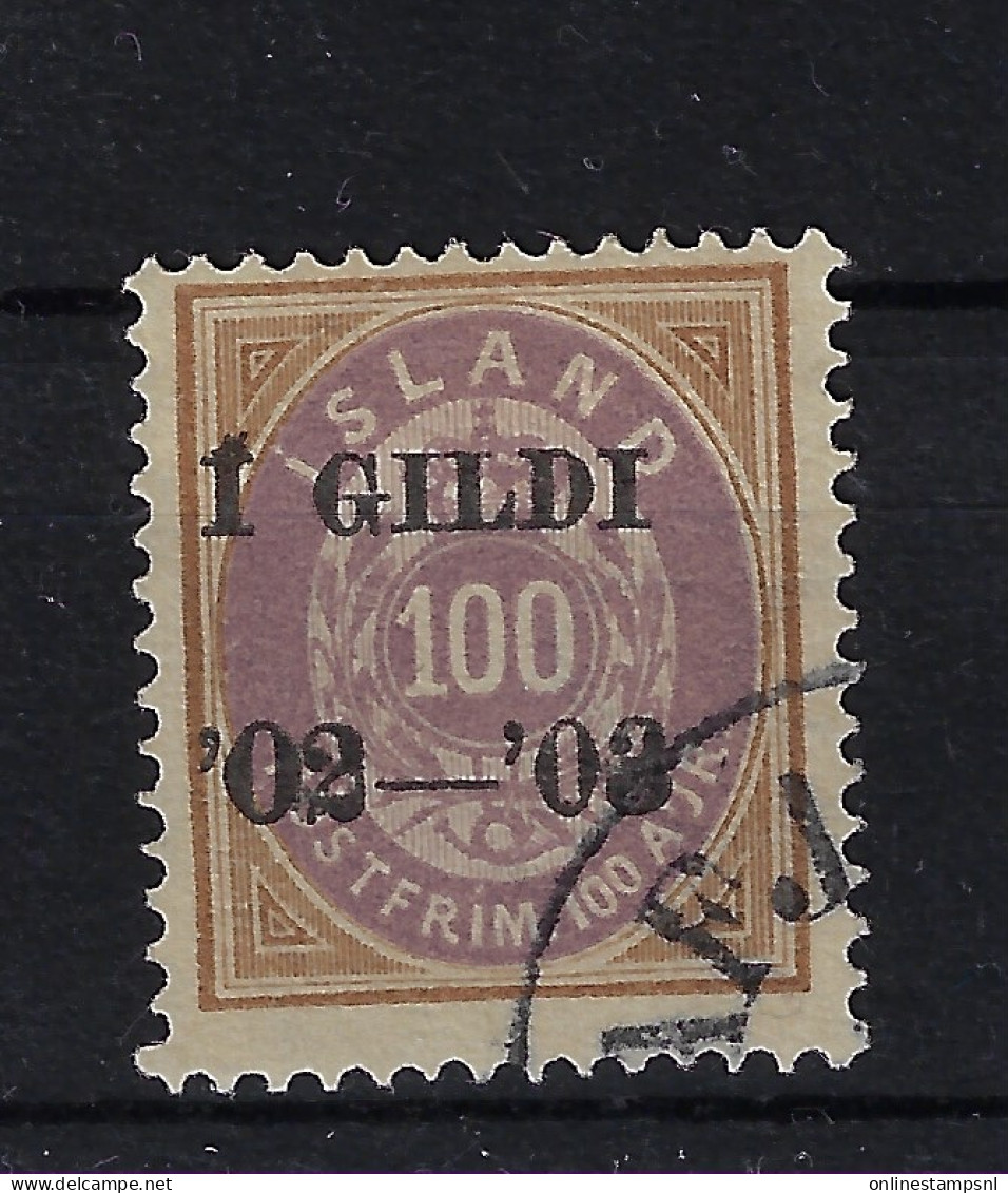 Iceland Mi  34 A  1902  Perfo 14 * 13.5 Oblitéré/cancelled/used Signed - Usados