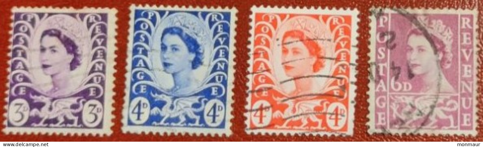 GRAN BRETAGNA 1958-1967 YT 315-423-527-316 QUEEN ELISABETH WALES - Usati