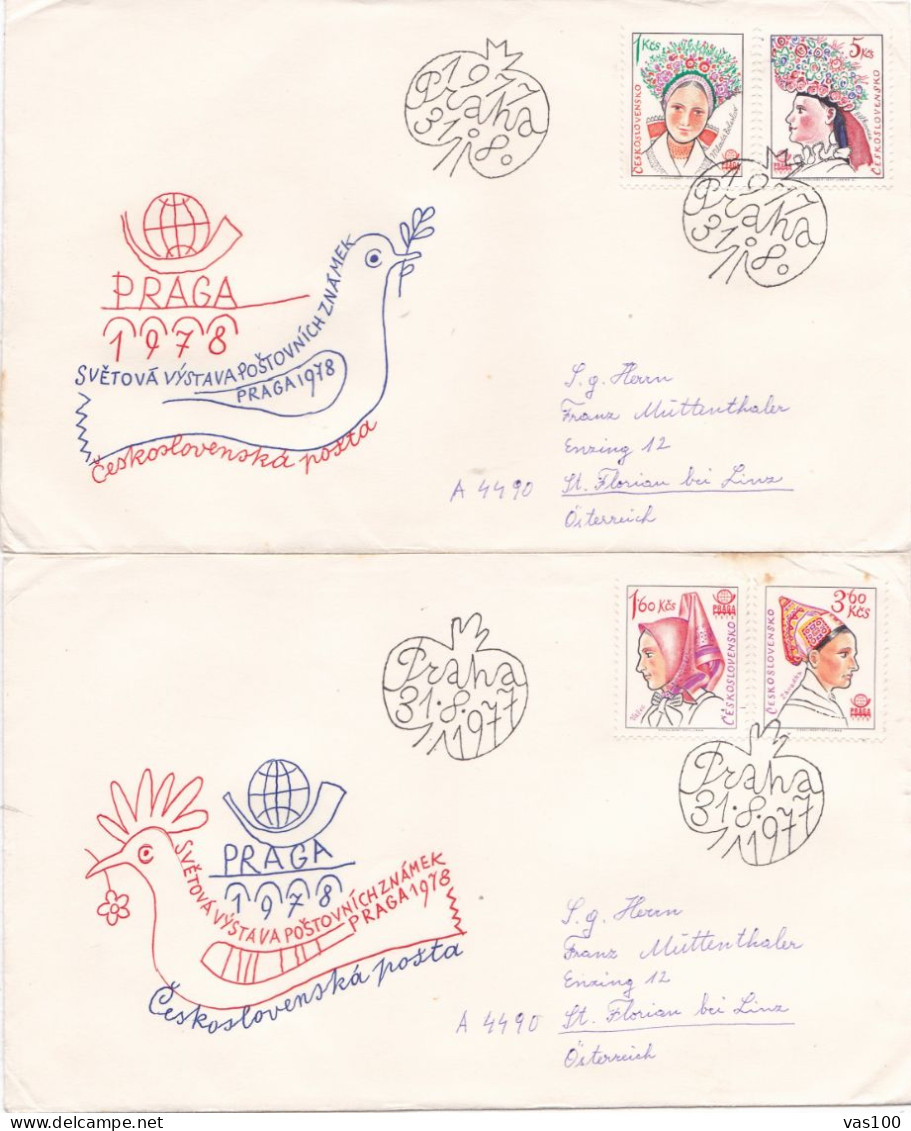 POST PRAGA 19778   2 COVERS FDC  CIRCULATED 1977 Tchécoslovaquie - Lettres & Documents