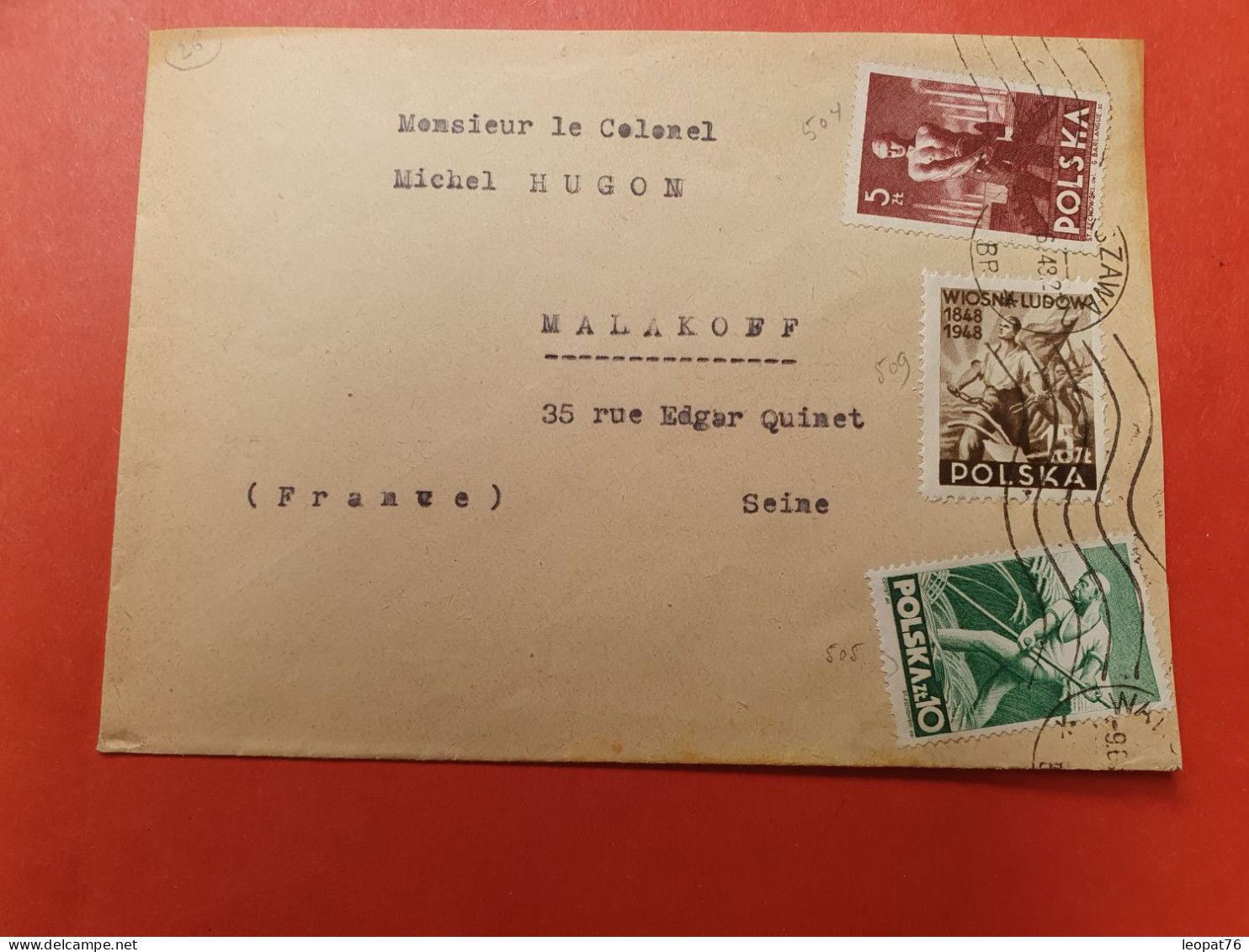 Pologne - Enveloppe De Warszawa Pour La France En 1948 - J 121 - Cartas & Documentos