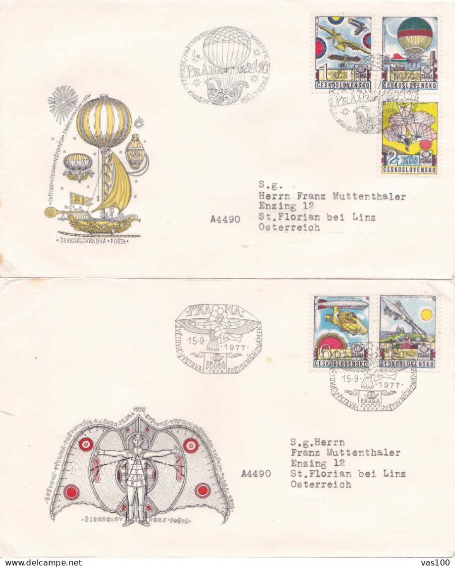 AIR PLANE    2 COVERS FDC  CIRCULATED 1977 Tchécoslovaquie - Storia Postale