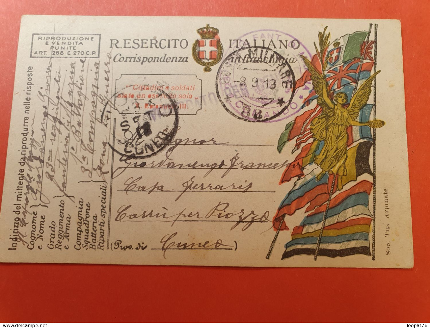 Italie - Carte Fm En 1918 - J 126 - Poste Militaire (PM)