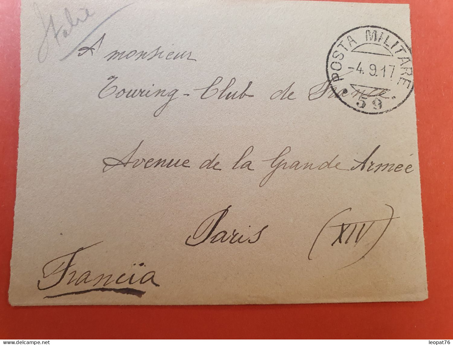 Italie - Enveloppe En Fm Pour Paris En 1917 - J 128 - Military Mail (PM)