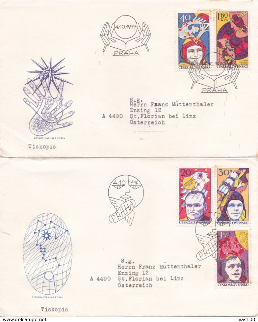 SPACE 2  COVERS FDC  CIRCULATED 1977 Tchécoslovaquie - Briefe U. Dokumente