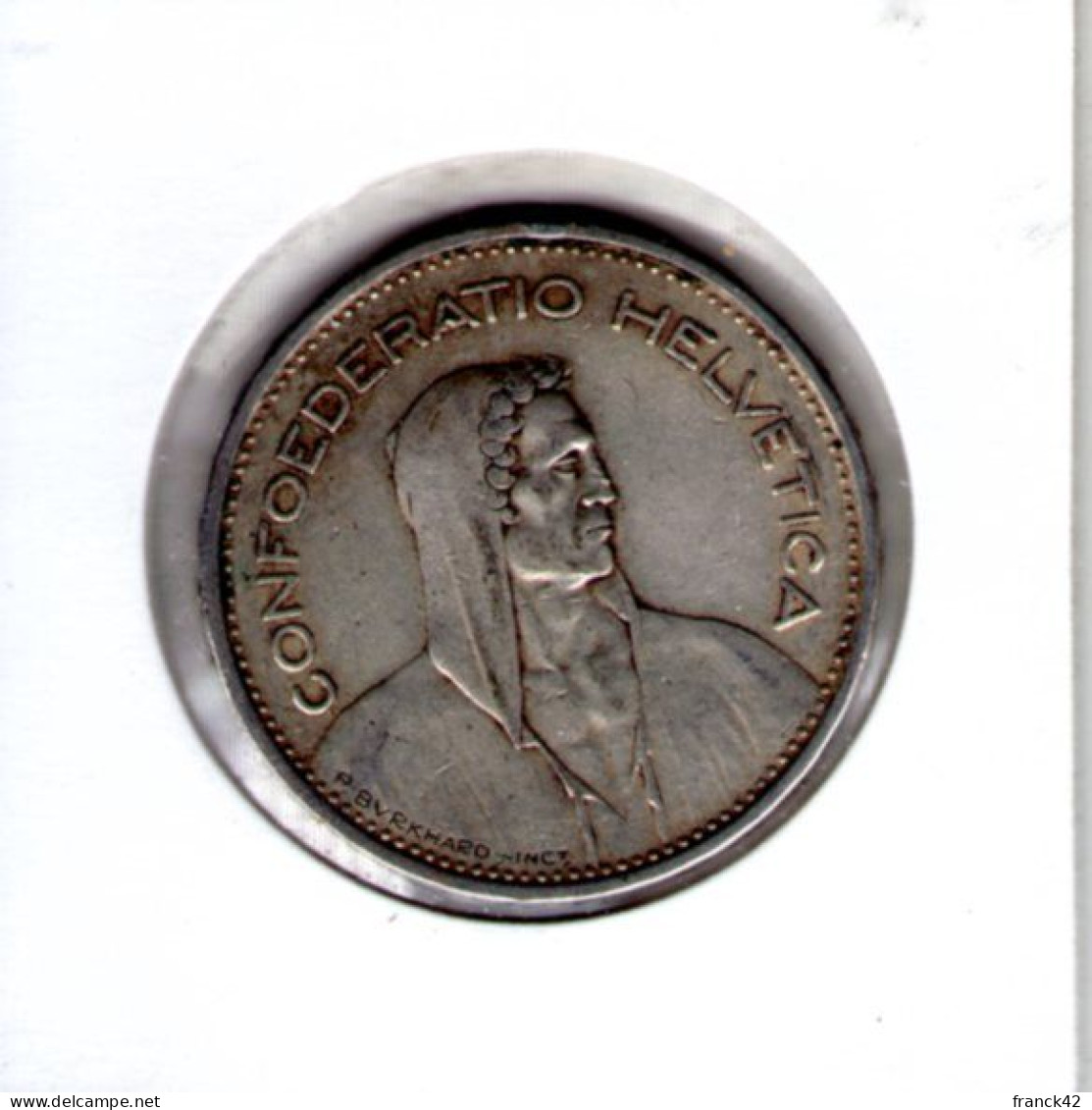 Suisse. 5 Francs Tête De Berger. 1933 - 5 Franken