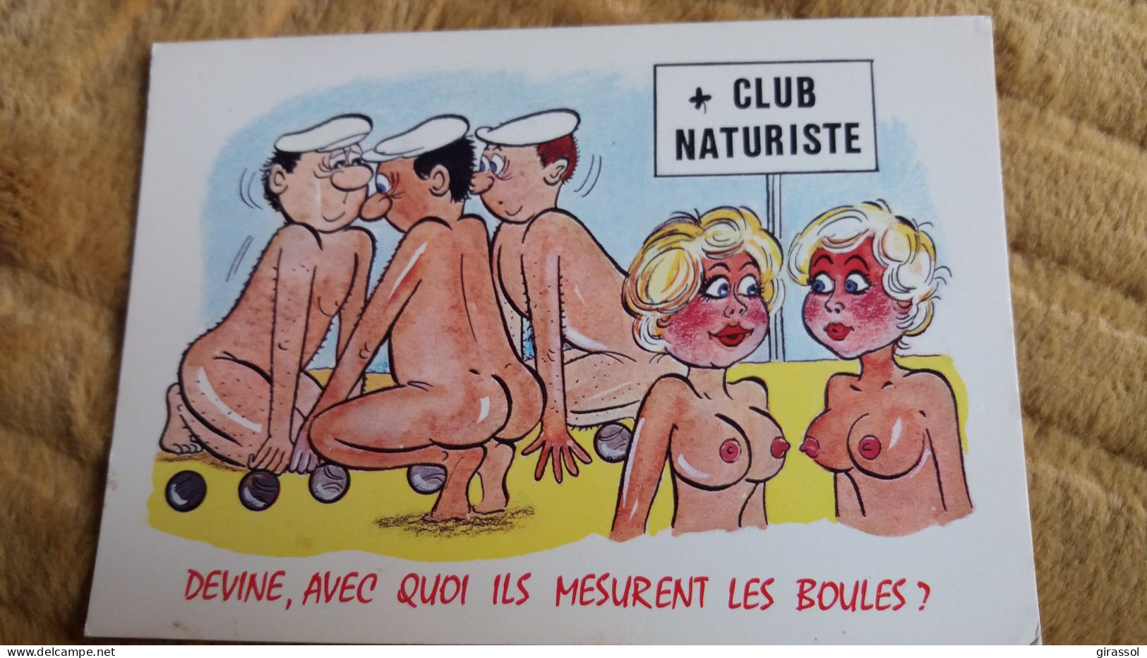 CPSM ILLUSTRATEUR ALEXANDRE PETANQUE JEUX DE BOULES CLUB NATURISTE DEVINE AVEC QUOI ILS MESURES LES BOULES SERIES BOULES - Petanque