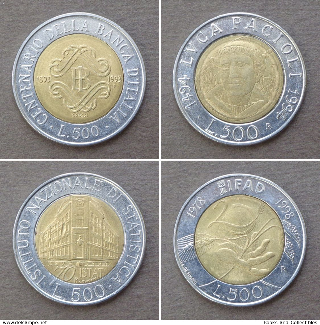 ITALIA - Lotto (4x) Monete Commemorative Da 500 Lire, Periodo 1946-2001 * Rif. MNT-L002 - Commemorative