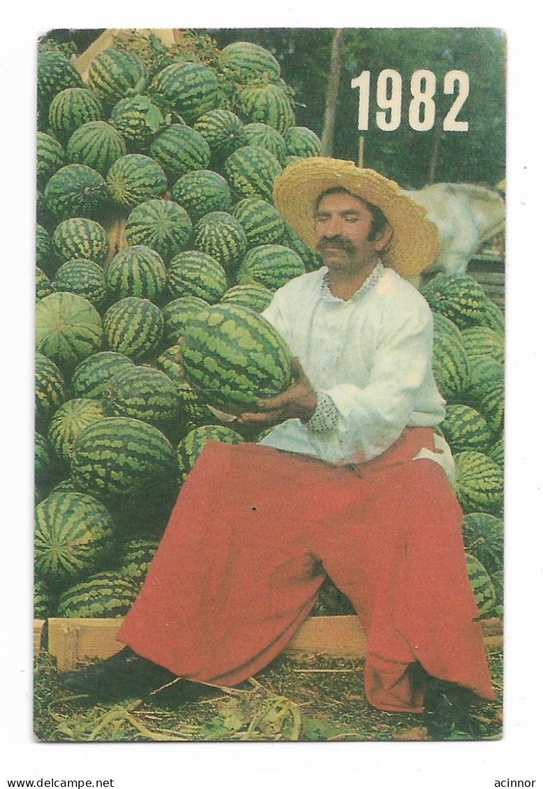 USSR Ukraine Folklore Watermelons Advertising Pocket Calendar Card 1982 - Petit Format : 1981-90