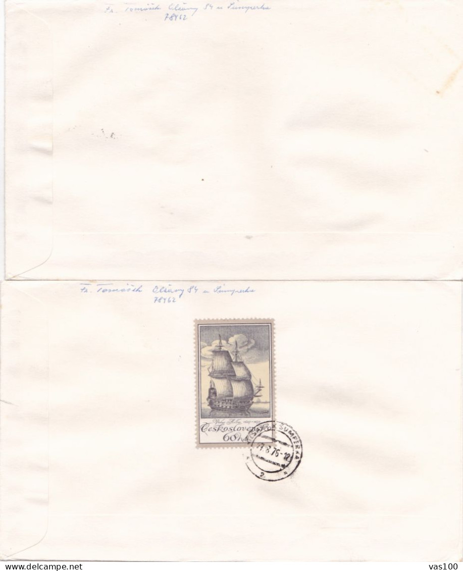 PAITING SHIPS 2  COVERS FDC  CIRCULATED 1976 Tchécoslovaquie - Briefe U. Dokumente