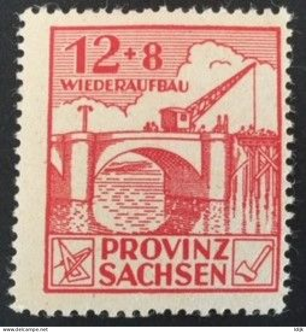 1946 Mi.88Aa VII**) Plattenfehler VII Rechte Aufstrich Des Zweiten ,,U" Von ,,WIEDERAUFBAU" Verkürzt :Provinz Sachsen - Mint