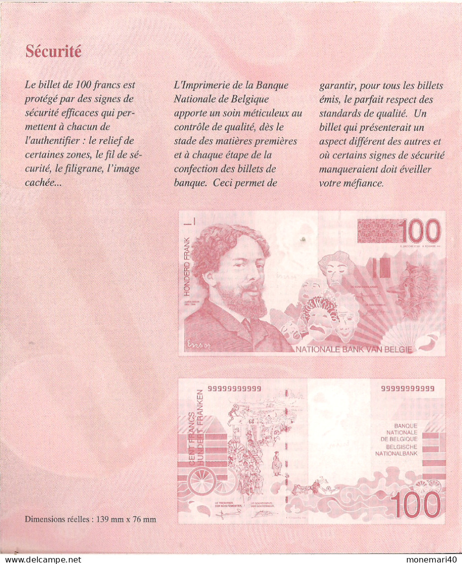 BELGIQUE - BANQUE NATIONALE - LE BILLET DE 100 F - JAMES ENSOR - Otros & Sin Clasificación