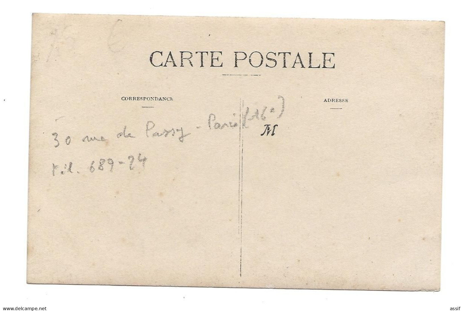 Paris 16 è , 30 Rue De Passy - Carte Photo  Marbrerie A. Daumont  ( Cf. Bottin 1911 - Téléphone ) - Arrondissement: 16