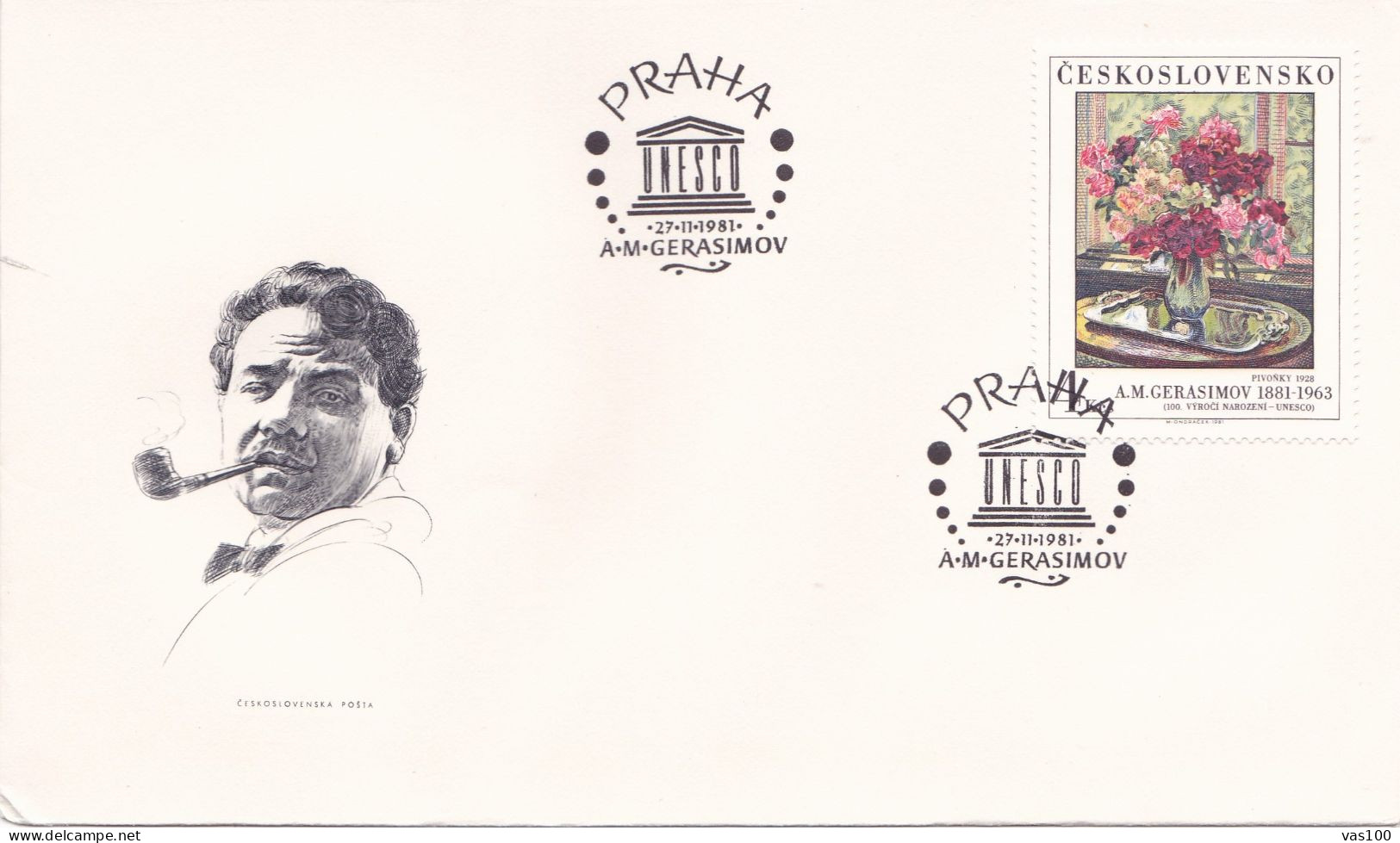 THE PAINTING  UNESCO 2  COVERS FDC  CIRCULATED 1981 Tchécoslovaquie - Covers & Documents