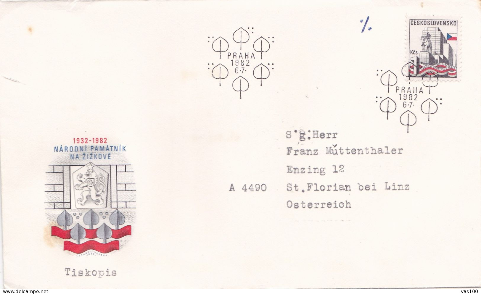 TISKOPIS   COVERS FDC  CIRCULATED 1982 Tchécoslovaquie - Briefe U. Dokumente