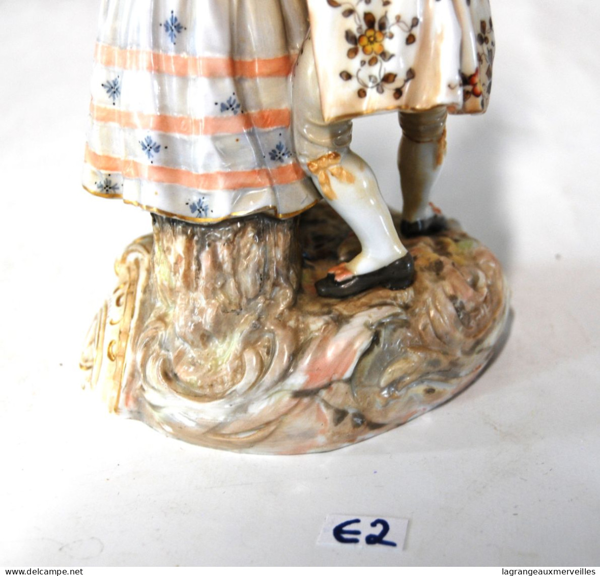 E2 Rare Volkstedt Porcelain Figurine Courting Couple German Richard Eckert - Porcelaine allemande