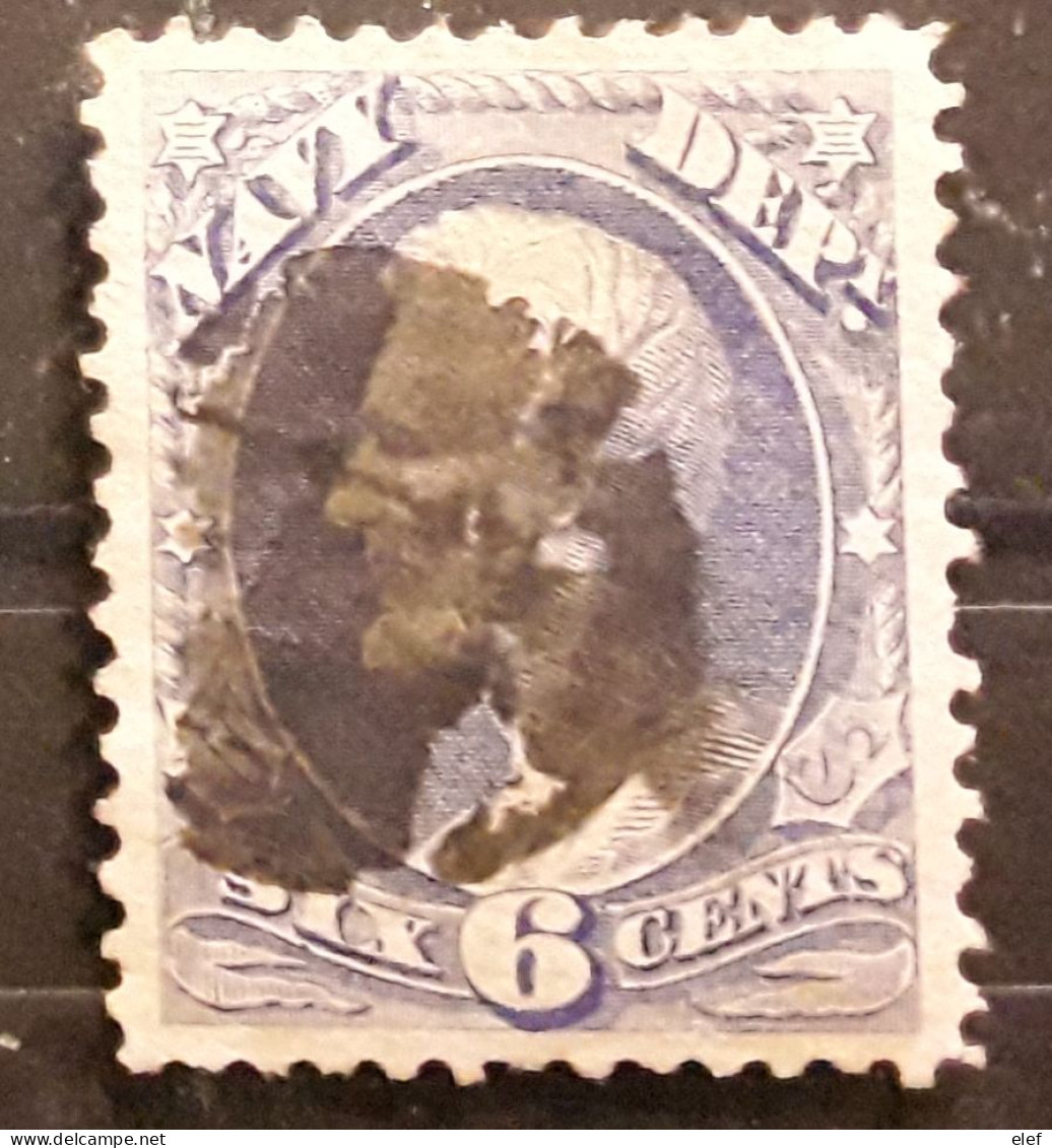 USA / Etats Unis, SERVICE ,NAVY / MARINE 1873, Yvert N°  59 ,Scott Sc  038 , 6 C Ultramarine Obl , Cork Cancel TB - Servizio