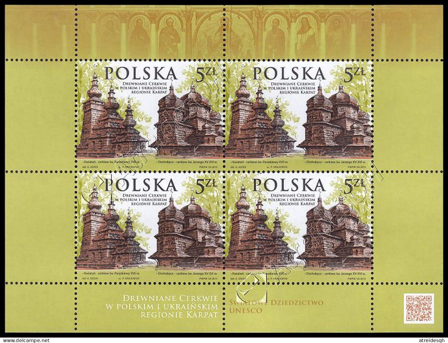 Polonia / Poland 2015: Minifoglio Chiese In Legno (cong.Ucraina) / Wooden Churches Sheetlet (joint Issue W. Ukraine) ** - Joint Issues