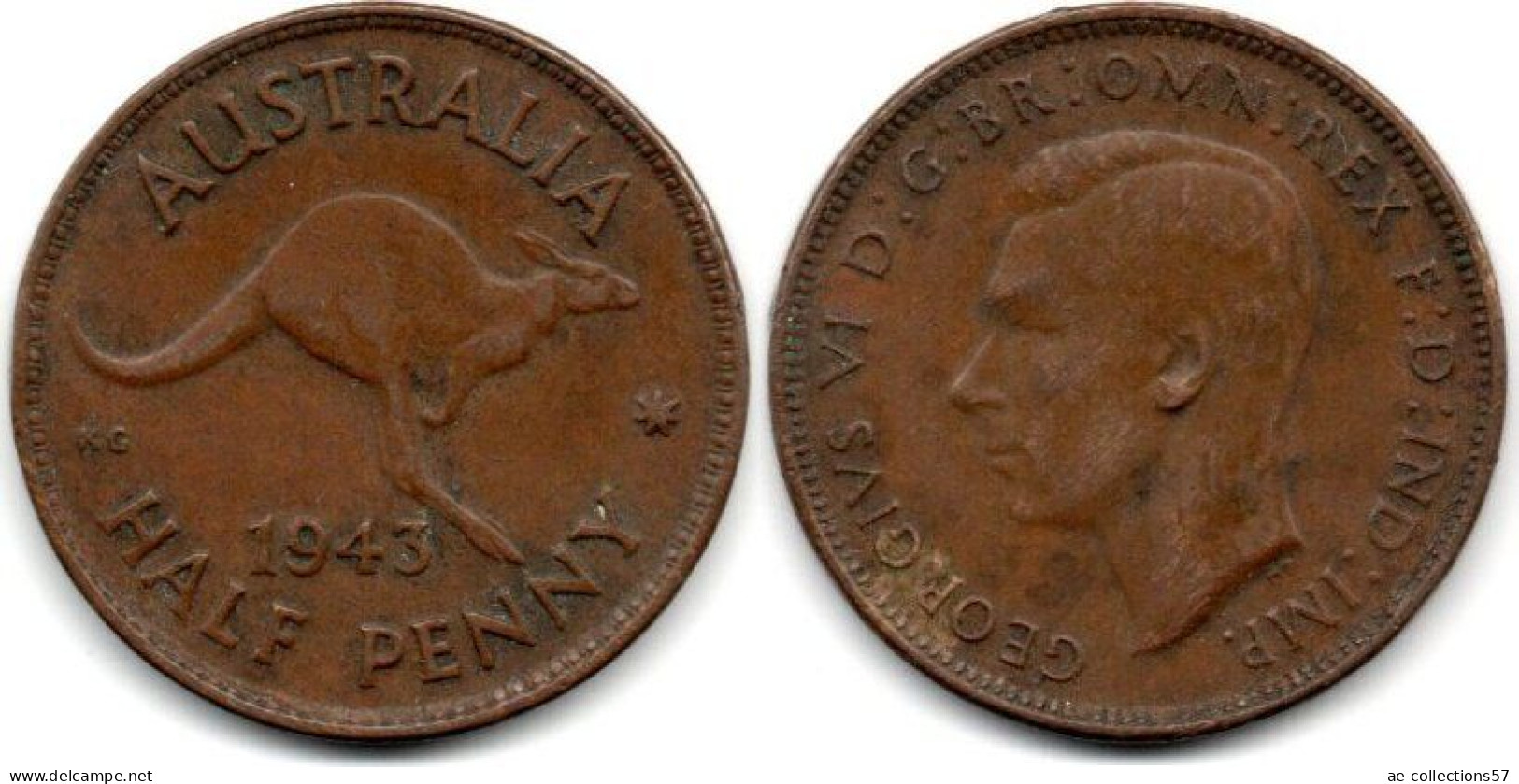 MA 30875  //   Australie      //  1/2 Penny 1943   /   TB+ - ½ Penny