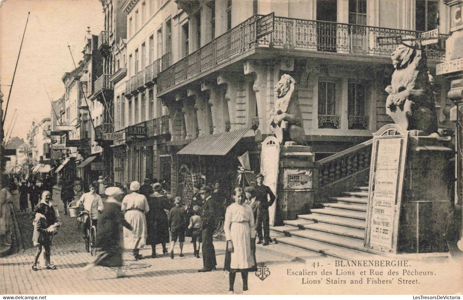BELGIQUE - Blankenberge - Escaliers Des Lions Et Rue Des Pêcheurs - Carte Postale Ancienne - Blankenberge