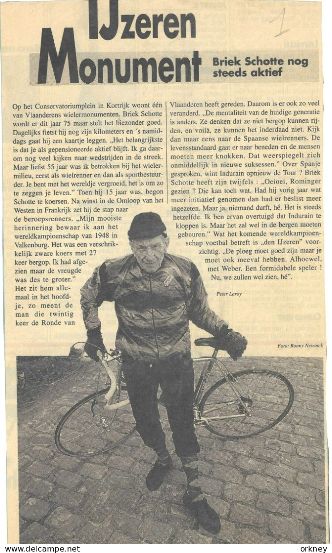 Wielrenner Briek Schotte Yzermonument - Cyclisme