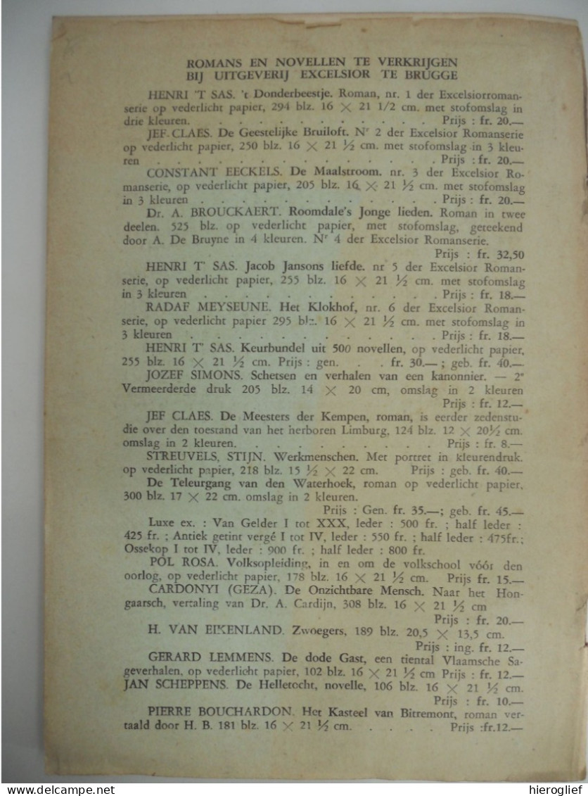 DE LANGE HALZEN Door Van Opdenbosch Excelsior Brugge Volksroman 26 Meerbeke Aalst Neigem Berchem - Literatura