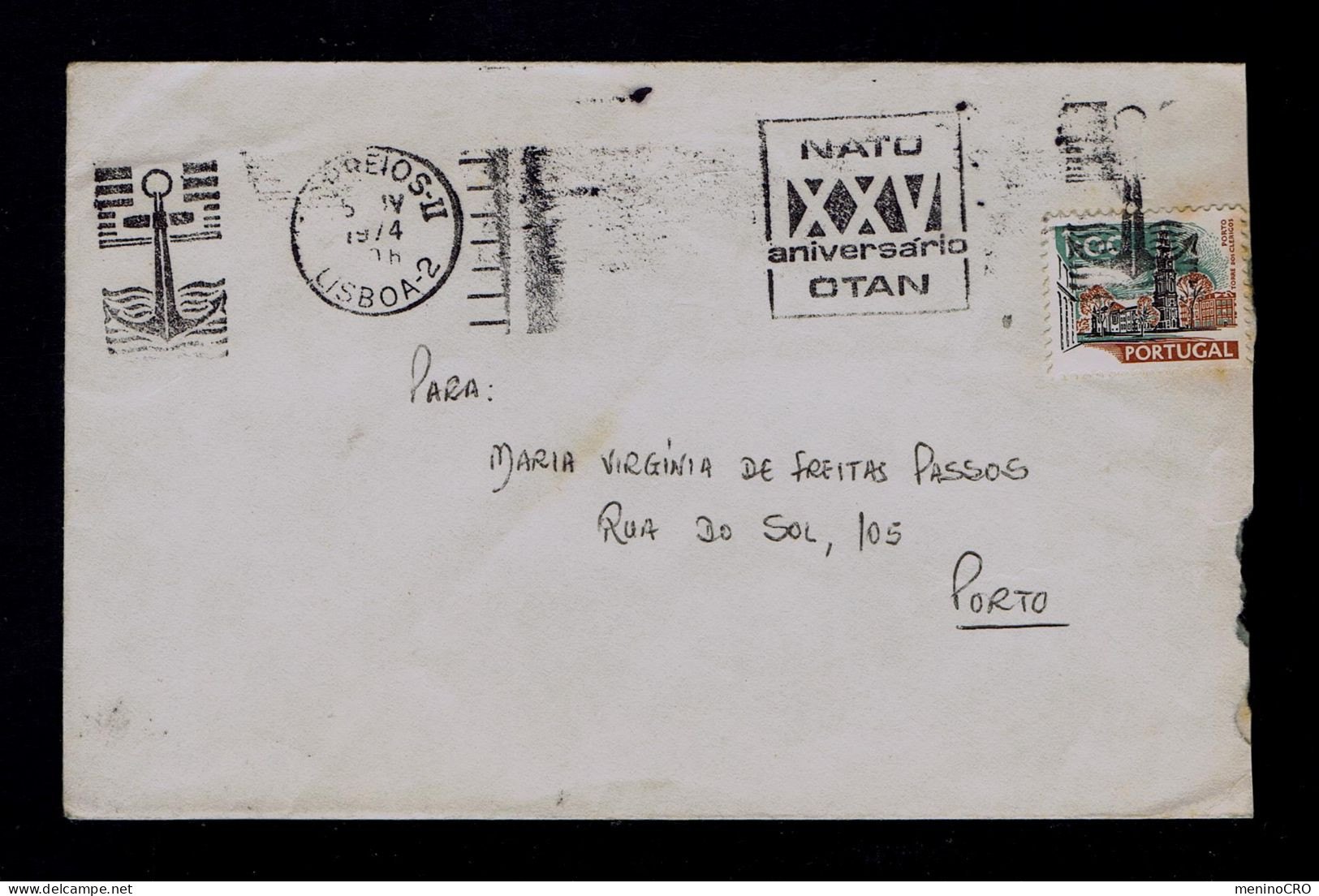 Gc8250 PORTUGAL "NATO -OTAN  XXV Ann." Slogan Pmk Lisboa Militaria Mailed - NATO