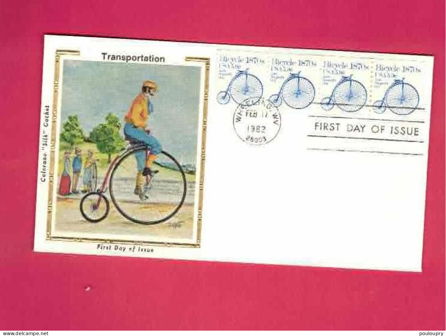 FDC De 1982 Des EUAN - YT N° 1379 En Bande De 4 - Bicycle De 1870 - Ciclismo