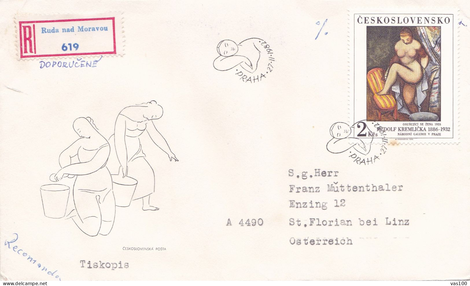 THE PAINTING  COVERS FDC  CIRCULATED 1982 Tchécoslovaquie - Briefe U. Dokumente