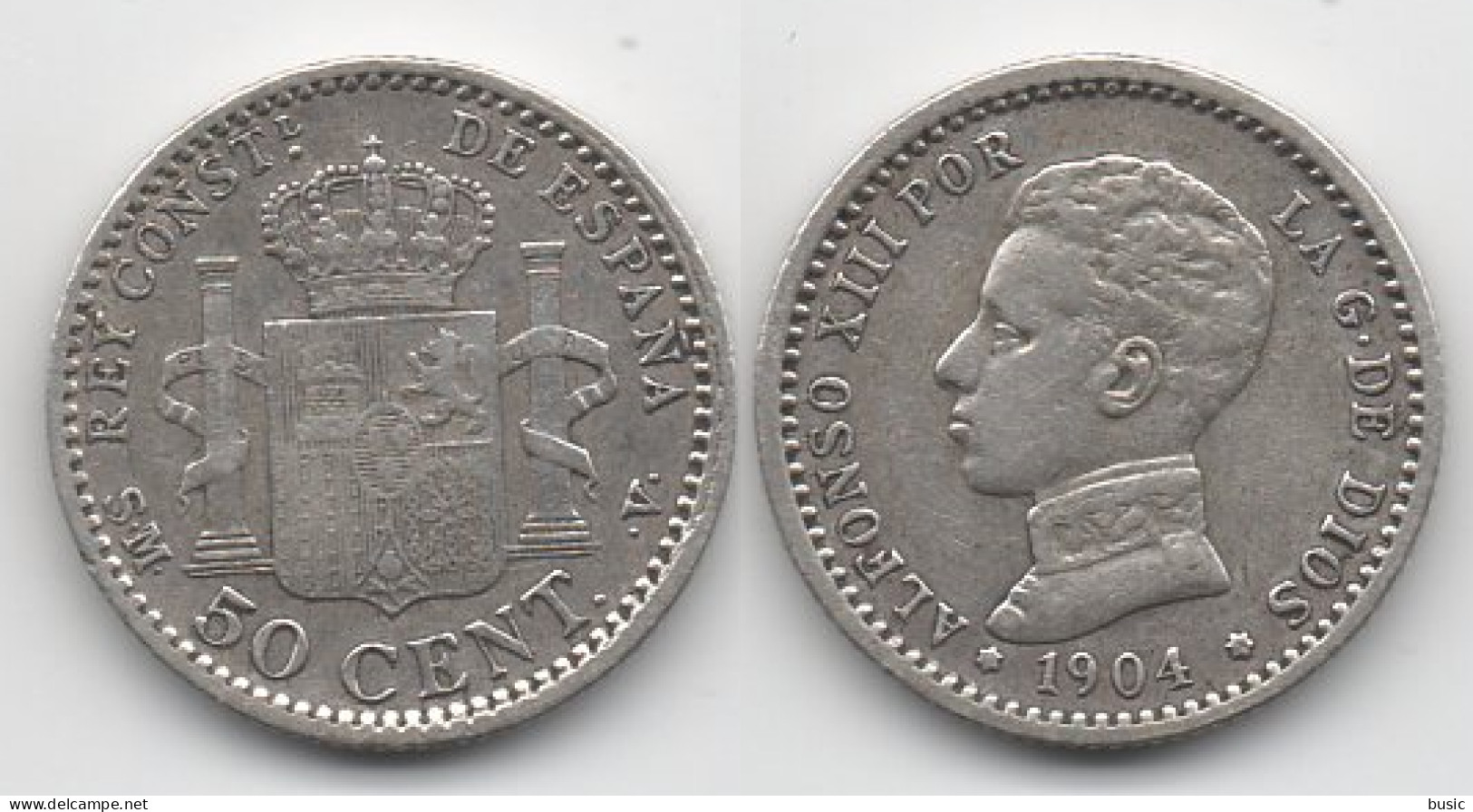 + ESPAGNE    + 50 CENT DE ESCUDO 1904 + - Münzen Der Provinzen