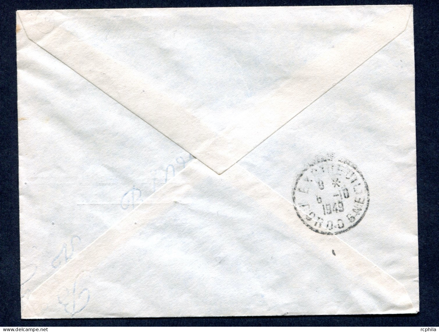 RC 26752 FRANCE 1949 - 1er VOL NOUMÉA PARIS PAR AIR FRANCE SUR LETTRE RECOMMANDÉE POUR EXCIDEUIL DORDOGNE - Cartas & Documentos