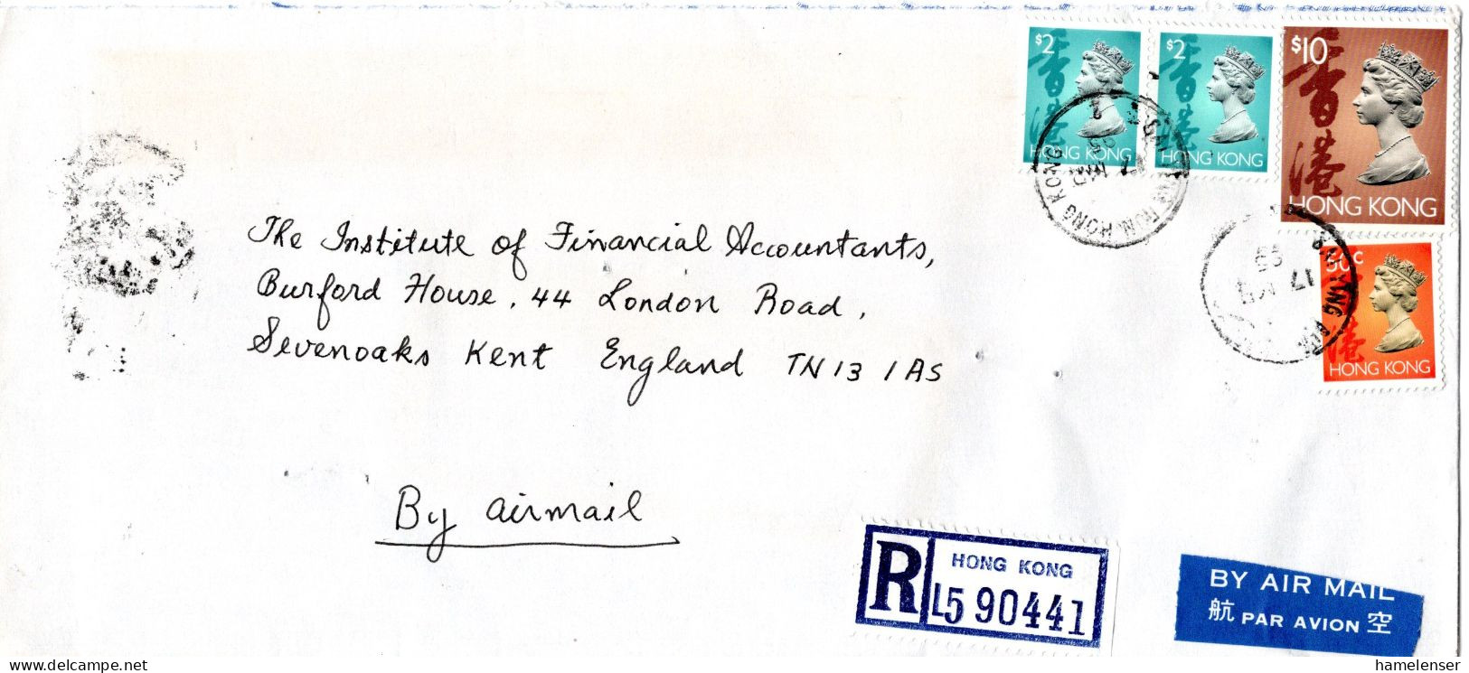 L73714 - Hong Kong - 1995 - $10 QEII MiF A R-LpBf SAI YING -> Grossbritannien - Lettres & Documents