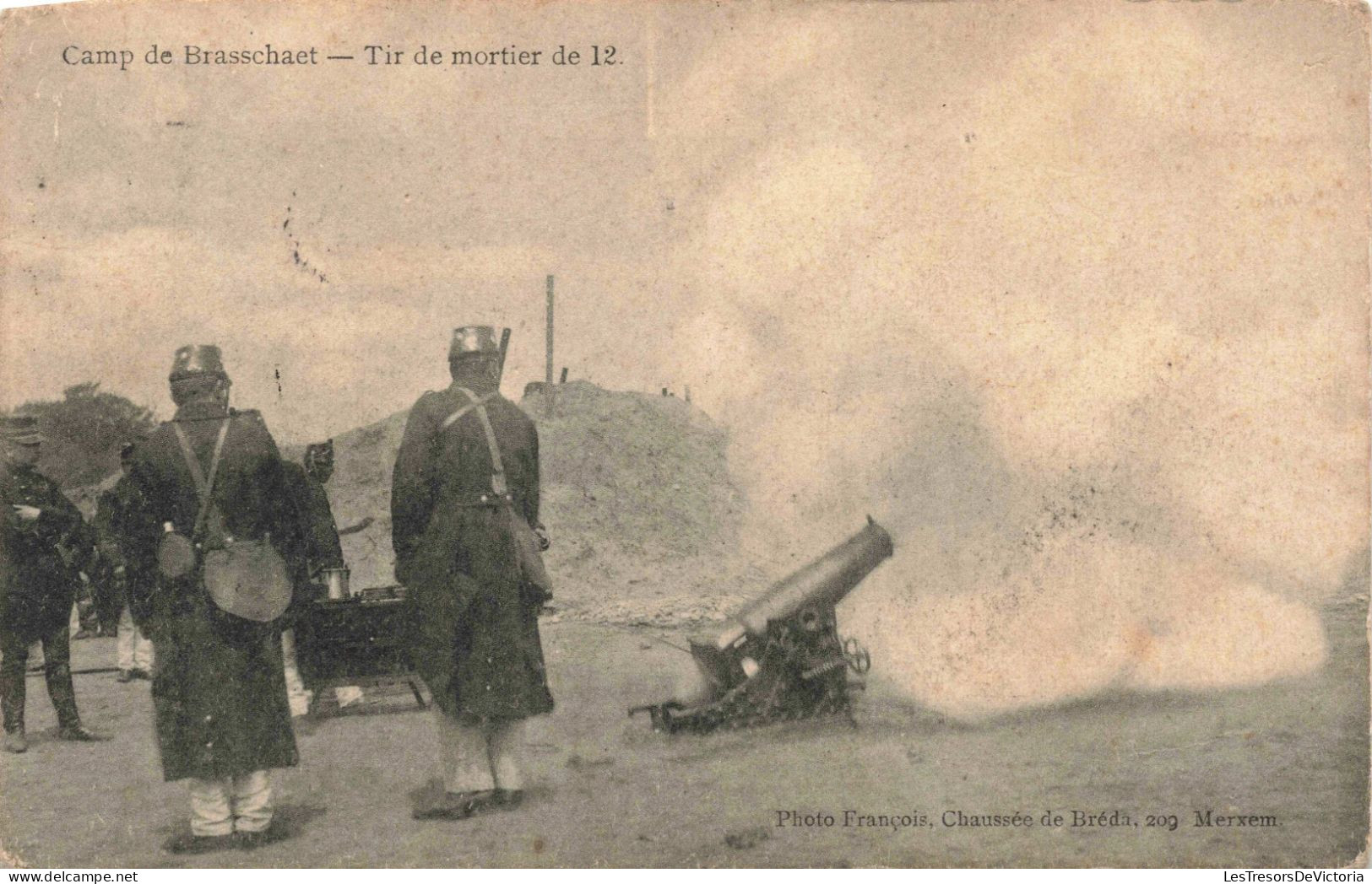 BELGIQUE - Camp De Brasschaet - Tir De Mortier De 12 - Carte Postale Ancienne - Brasschaat