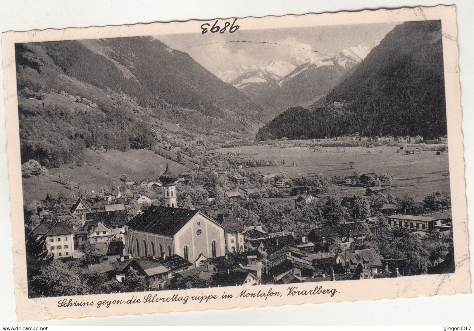 E2372) SCHRUNS Gegen Die Silvrettagruppe Im Montafon - Voarlberg - Häuser U. Kirche ALT ! - Schruns