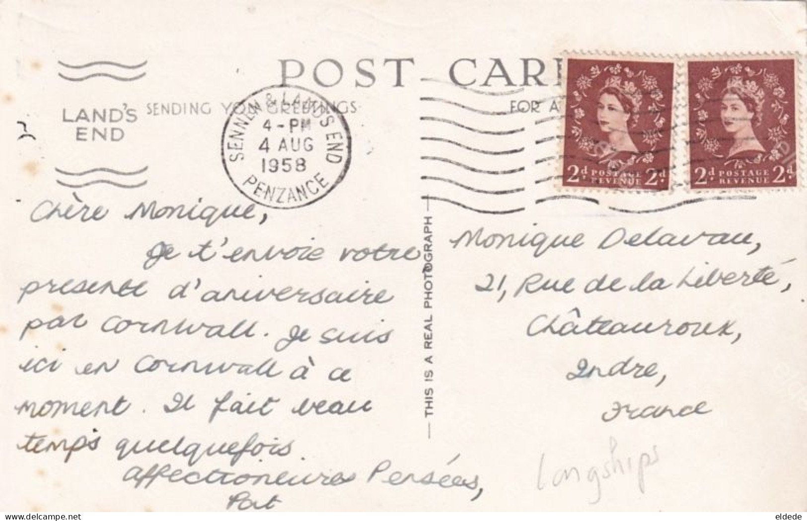 Land'End  Last Letter Box And Longships Lighthouse Phare  Postman Facteur Relevant La Boite  Sennen Penzance 1958 - Land's End