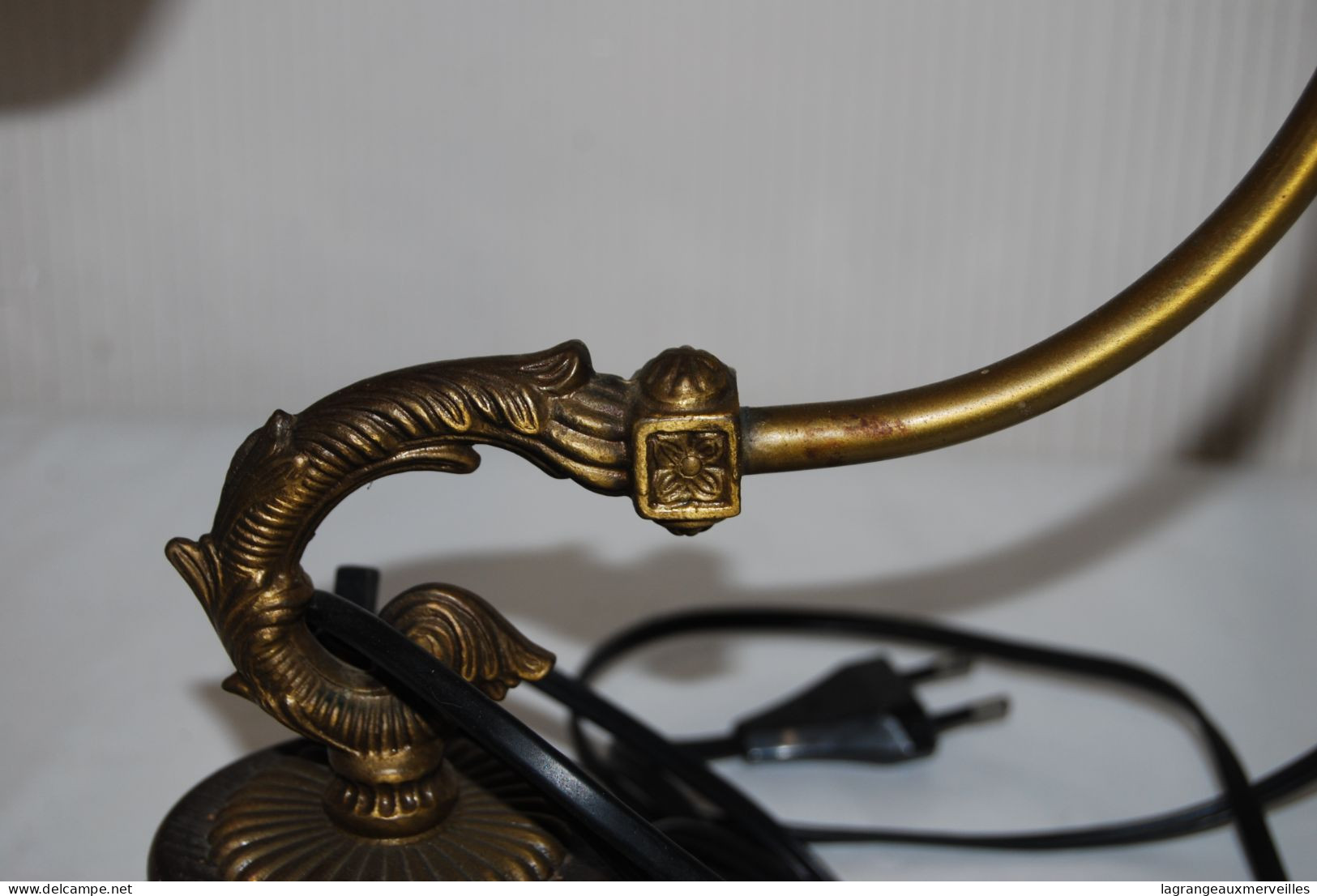 E2 Magnifique Lampe - Art Deco - Vintage - 1970 Art Nouveau - Bronze Et Pate De Verre - Lantaarns & Kroonluchters