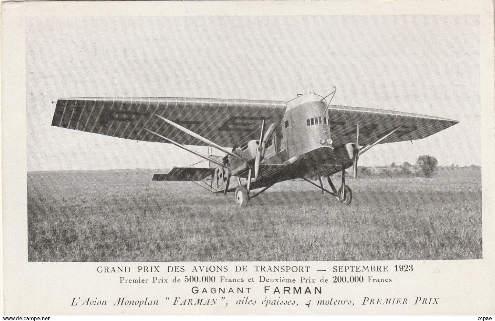 Grand Prix Des Avions De Transport - Septembre 1923 Gagnant Farman - 1919-1938: Entre Guerres