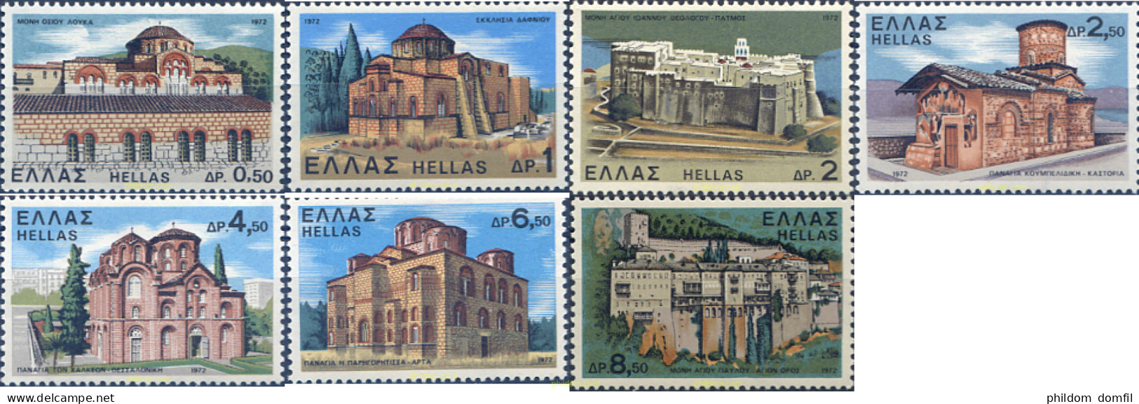 132873 MNH GRECIA 1972 IGLESIAS Y MONASTERIOS - Unused Stamps