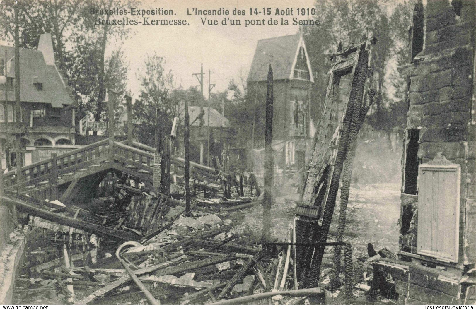 BELGIQUE - Bruxelles-Exposition - L'indencie Des 14-15 Aout 1910 - Vue D'un Pont De La Senne - Carte Postale Ancienne - Expositions Universelles